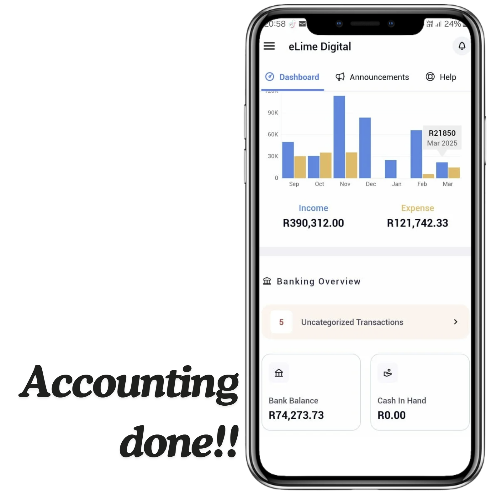Zoho Books mobile app dashboard