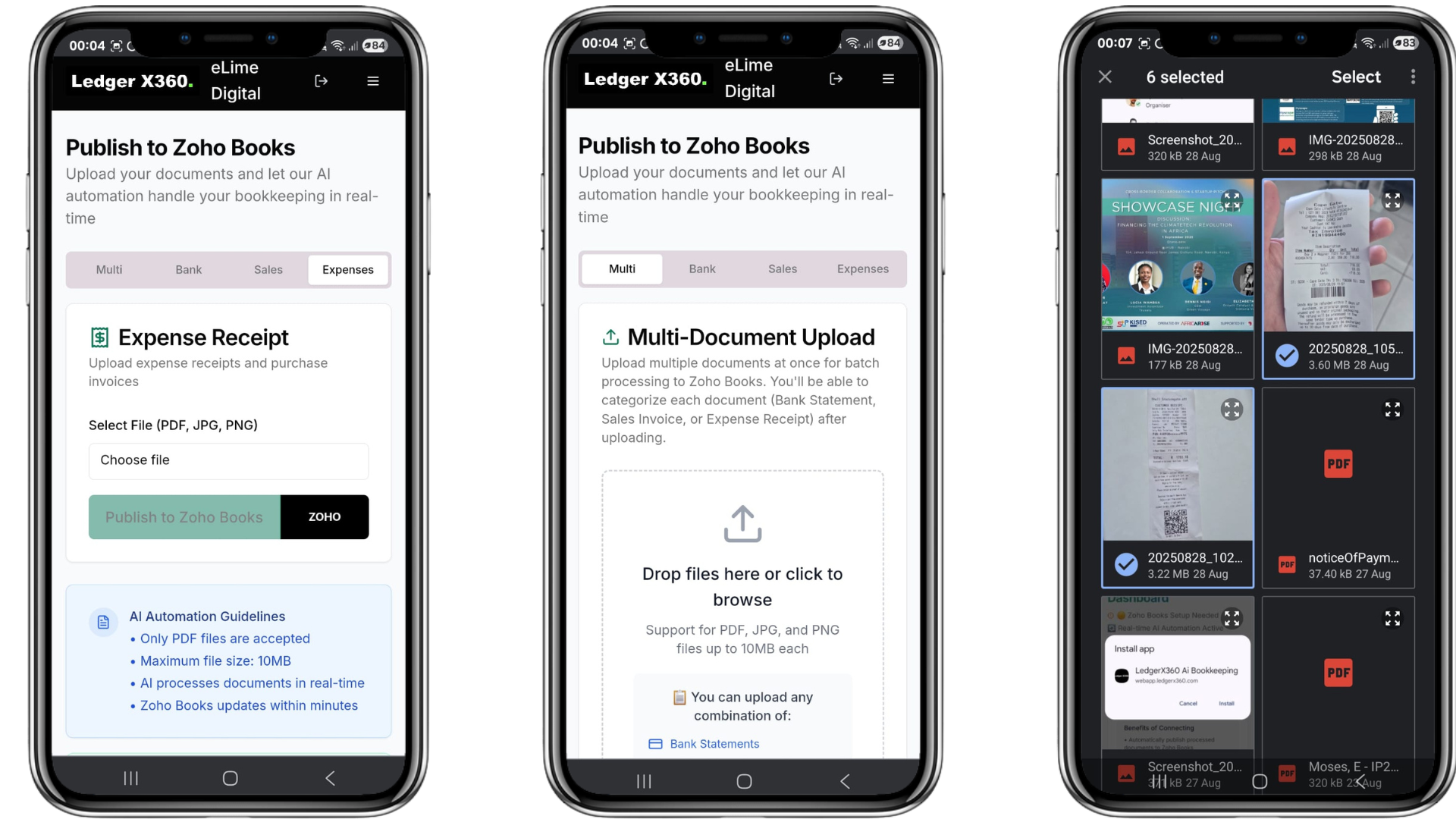 Multi-document bulk upload interface